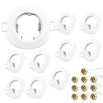 KYOTECH LED Recessed Ceiling Light Mounting Frame Round White Spotlight Fittings incl. GU10 Socket, Downlight Frame for Ceiling Spotlight MR16 GU10 and Halogen Bulb, Recessed Lighting 10 Pack