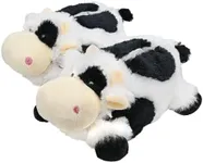 Onmygogo Indoor Fuzzy Winter Animal Cow Plush Slippers for Adult Women Men Boys Girls Kids (US Women Size 7-9, Black Cow)