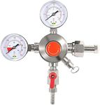 TerraBloom CO2 Keg Pressure Regulator for Draft Beer Kegerators. Dual Gauge Heavy Duty Unit with CGA-320 inlet, 0-50 PSI Working Pressure, 0-3000 PSI Tank Pressure with Safety Pressure Relief Valve