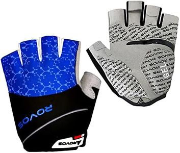 ROVOS Cycling Gloves Gel Men Bike Gloves Biking Gloves Half Finger Bicycle Gloves- Anti Slip Shock Absorbing 5mm Padded Breathable Mountain Bike Gloves for Women (Blue,Large)