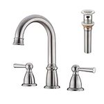 CREA Bathroom Faucet in Brush Nickel, 2-Handle 3 Hole Bathroom Sink Faucet, Fit for 4inch and 8inch Sink with Pop UP Drain Stopper