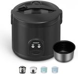 MOOSUM Electric Rice Cooker with One Touch for Asian Japanese Sushi Rice, 1.8L for 3-10 People, 10-cup Uncooked, Convenient Cooker with Steamer, Stainless Steel Housing and Auto Warmer, Black