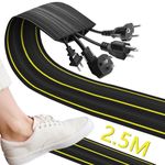 Floor Cable Cover, 2.5M Cable Protector Heavy Duty Cable Cover with 3 Cord Channels, Rubber Wire Cover Cord Floor Cover for Outdoor Garage Boat Warehouse Sidewalk, Easy Lay Flat