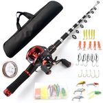 Lixada Baitcasting Combos Fishing Rod and Reel Combo 2.1m Telescopic Fishing Rod with Left Hand/Right Hand Baitcasting Reel
