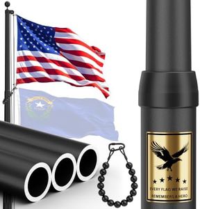 IOEN 30 FT Heavy Duty Aluminum Flag Pole Kit, 9 Gauge Thick Wall | Tapered Aluminum Flagpole with 3x5 Nylon Embroidered American Flag, 150 MPH Wind Tested for Yard and Commercial Use