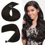 Silk-co #1B Natural Black Nano Ring Hair Extensions Brazilian Human Hair Extensions 24" 100% Real Remy 1g/s 50g/pack