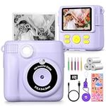 Kids Camera, 1080P Instant Camera for Kids, 16x Digital Zoom Kids Camera for Girls, 32GB Card, 3 Rolls Print Paper, Birthday Christmas Kids Toys Gifts Selfie Childrens Digital Camera for Kids Age 3-12