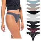 Sexy Basics Women's 10 -Pack T-Back Thong Underwear | No Show Cotton Panties Assorted Colors, 10 Pack - Random Assorted Grab Colors & Prints, Small