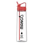 MANGO Sport Water Bottle With Straw - 900ml Motivational Water Bottle with Time Markings - Clear Water Bottle BPA Free Sports Bottles With Flip Nozzle And Leakproof Cap for Women and Men (Red)