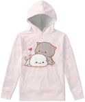 WELLFLYHOM Hoodies for Boys Girls Youth Kids Hooded Pullover Long Sleeve Sweatshirts, Cartoon Cat Pink, 11-13 Years