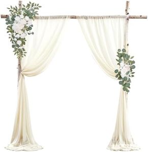 PARTISKY Wedding Arch Draping Fabric, 2 Panels 28" x 19Ft Beige Wedding Arch Drapes Sheer Backdrop Curtain for Wedding Ceremony Party Ceiling Decor