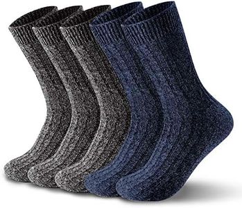 ElifeAcc 5 Pairs of Mens Thick & Warm Wool Thermal Socks Multipack (Black/Black/Black/Navy/Navy, 7-12)