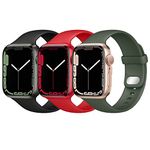 Lobnhot Compatible with Apple Watch Straps 45mm 44mm 42mm 41mm 40mm 38mm, Soft Sport Silicone Band for iwatch Series 7 SE 6 5 4 3 2 1 for women men,Black/Red/Cyprus Green,42/44/45mm