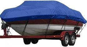 Seamander Heavy Duty Polyester Boat Cover, Solution-dyed Yarn Marine Grade,Waterproof Fits Bass Boat, V-Hull Tri-Hull Boat,Fish & Ski Boat, Runabout Bowrider Boat, 14' 15' 16' Length 90' Width