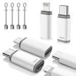 TiMOVO Adapter for Lightning to USB C Adapter, 4 Pack Lightn-ing USB-C Male/Female Adapter with Charge & Data Sync, Anti-Lost Loop for iPhone 15/16 Pro Max Plus/14/13/12, iPad, Not for Audio/OTG