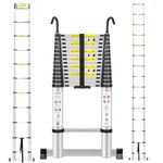 Telescopic Ladder 5.8M/19F Multi-Purpose Aluminium Stainless Steel Extendable with Detachable Hooks and Portable Folding Ladder with EN131 and CE Standard