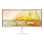 SAMSUNG 34” ViewFinity S6 S65TC Series Ultra WQHD White Curved Monitor, 100Hz, Ergonomic Design, Intelligent Eye Care- (LS34C650TANXGO) [Canada Version]