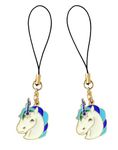 KIPZO® White Unicorn Pack of 2 Enamel pendant Keychain necklace Lanyard Silver Black thread for girls Phone Charms cute for women stylish silver Hanging cartoon horse Ornament earring combo Pouch