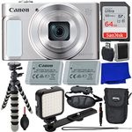 Canon PowerShot SX620 HS Digital Camera (Silver) + SanDisk 64GB Ultra Memory Card, Water-Resistant Point & Shoot Camera Case, Extended Life Battery, Mini “Gripster” Tripod & Much More (16pc Bundle)