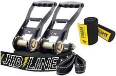 GIBBON JibLine XL Slackline with TreeWear - Jumpline & Trickline 82ft Slack Line - 66ft x 2” line & Two 8ft Ratchet Strap with Reinforced Loop