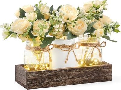 Mkono Mason Jar Lights Centerpieces for Tables Dining Room Farmhouse Decor