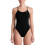 NIKE Women's Cut-out One Piece Swimsuit, Black/White, 34 UK