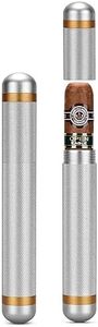 Aluminum Cigar Case Tube Portable Stainless Steel Elegant Travel Single Metal Cigar CaseTube Humidor Air Tight Smell Proof Cigar Holder Case Accessories for Business Travel Outwork -1Pack(Silver)