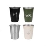 EpheyFIF 4 Pcs Stainless Steel Cup 350ml Reusable Metal Beer Tumbler Stackable Drinking Cups Shatterproof Metal Cups Drinking Glass for Party Camping Travel Hiking(Mixed Colors)