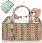 MOMINSIDE Diaper Caddy Organizer, Baby Basket Nursery Storage, Portable Changing Table Car caddy organizer for Girl Boy, Baby Registry Baby Shower Gifts, Newborn Essentials(Brown)