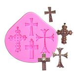 MUYULIN Cross Fondant Molds, Baby Baptism Cake Decorations, Silicone Baby Shower Cross Chocolate Mould for Baptism Party, Cupcake, Candy, Wedding Party(ZH16)