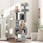 Cat Tree, Tall Cat Tower Condo for Indoor Large Cats, Cat House Furniture with Padded Plush Perch Sisal Scratching Posts (Grey, 63 * 19.7 * 19.7 inch)