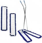 Abbey 100cm V Shaped Floor Sweeper Scissor Mop Kit for Hard Floor with 1x Additional Heads – Washable Industrial V Sweeper Mop Easily Catches Dust from Floors
