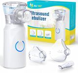 Ultrasonic Nebuliser Machine for Adults, Rechargeable Portable Nebuliser for Adults & Kids, AU YAT Silent Nebuliser for Kids with 2 Masks and Mouthpiece, Handled Nebulizer for Home-Pure White