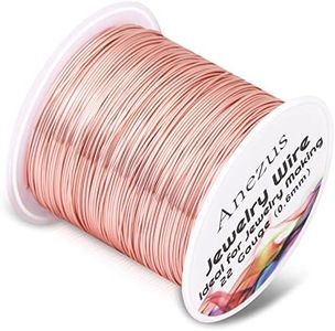 Anezus 22 Gauge Jewelry Wire, Rose Gold Craft Wire Tarnish Resistant Copper Beading Wire for Jewelry Making Supplies and Crafting (Rose Gold)