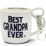 MALLAbyLAMMA Best Grandpa Mug 12 Ounce Ceramic, Grandpa Keychain Bottle Opener, Grandpa Gift from Grandchildren, I Love You Grandpa, Grandfather Mug, Gift for Grandpa Birthday Father Day