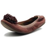 Ollio Women's Shoes Faux Suede Decorative Flower Slip On Comfort Light Ballet Flat, Blush, 11