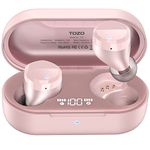 TOZO T12 Wireless Earbuds Bluetooth 5.3 Headphones Premium Sound Performance Touch Control LED Digital Display Wireless Charging Case Earphones (Rose Gold, Large)