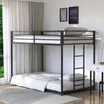 Dolonm Metal Bunk Bed Twin Over Twin with Ladder, Heavy Duty Sturdy Frame with Full-Length Guardrail, No Box Spring Needed, Easy to Assemble, Black