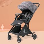 R for Rabbit Street Smart Aero Light Weight Newborn Baby Stroller| Aluminum Frame Pram with One Hand Collapsible Fold | Travel Friendly Stroller for 0-3 Years for Babies Grey Stripes |6 Months Warranty|