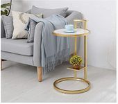 NU INVENTION Small Coffee Table Small Apartment Balcony Living Room Round Simple Golden Iron Glass Modern Creative Side Table from Gold 2 Tier