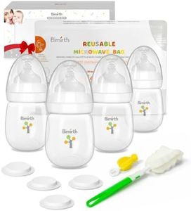 Bimirth 11-Piece Baby Bottle & Milk Storage Bottle Gift Set, 6oz/180ml Wide-Neck BPA-Free Feeding Bottles with Anti-Colic Nipples, Storage Lids, Cleaning Brushes & Reusable Steam Bag for Newborns