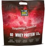 Time 4 Whey Protein Professional Time Release Grass Fed Native Whey Protein Powder, 84% Whey Concentrate, Partially Hydrolysed Whey Isolate, Micellar Casein, Leucine (Raspberry Smoothie, 1.8kg Bag)