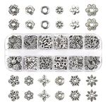 CHAVA Silver Spacer Beads Caps, 12 Styles Jewelry Accessories for Bracelet Necklace Jewelry Making (360pcs)