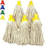 Mop Heads Replacement, Colour Coded Self Threading Socket Cotton Mop Head No.12 PY (Yellow, Pack of 5 Mop Heads)