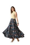 VAGISHA Women Floral Printed Skirt | Stylish A- Line Pleated Skirt | Party Casual Wear Floor Length Skirt (2XL, Baeleaf Print)