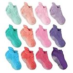 LA Active Baby Toddler Grip Ankle Socks - 12 Pairs - Non Slip/Skid Covered (Girls, 4-7 Years)