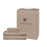 4 Piece Sheet Set Egyptian Cotton Sheets 600 Thread Count King Size, Long Staple Cotton Sheets for King Size Bed, 18" Extra Deep Pocket Sheets, King, Taupe