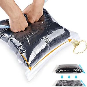 DAWNTREES 6 Pack Compression Packing Bags for Travel,Travel Space Saver Bags Vacuum Storage, 40x60cm,Sealer Bag Roll-up Compression Storage No Vacuum Needed and Packing Organizers, comforters Clothes