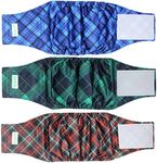 wegreeco Washable Male Dog Belly Band (Stylish Pattern)- Pack of 3 - Washable Male Dog Belly Wrap, Dog Diapers Male (Blue, Green, Red Plaid, S)