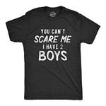 Mens You Can't Scare Me I Have Two Boys Tshirt Funny Parenting Fathers Day Tee Mens Funny T Shirts Dad Joke T Shirt for Men Funny Sarcastic T Shirt Novelty Black - L